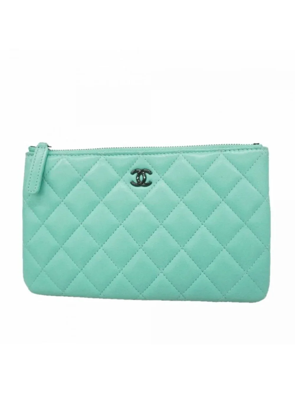 Chanel Pouch Quilted Lambskin Emerald Green